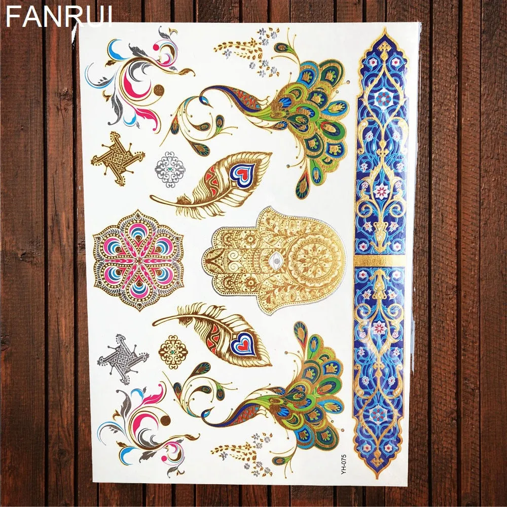 Gypsy Wanderer Gold & Silver Metallic Temporary Tattoos Live Love Wander Lotus Flowers Elephant Armbands Butterflies Feathers Hamsa Isis Ankh Arrows Dreamcatcher Sea Turtle So Many Designs To Choose From Flash Tattoos