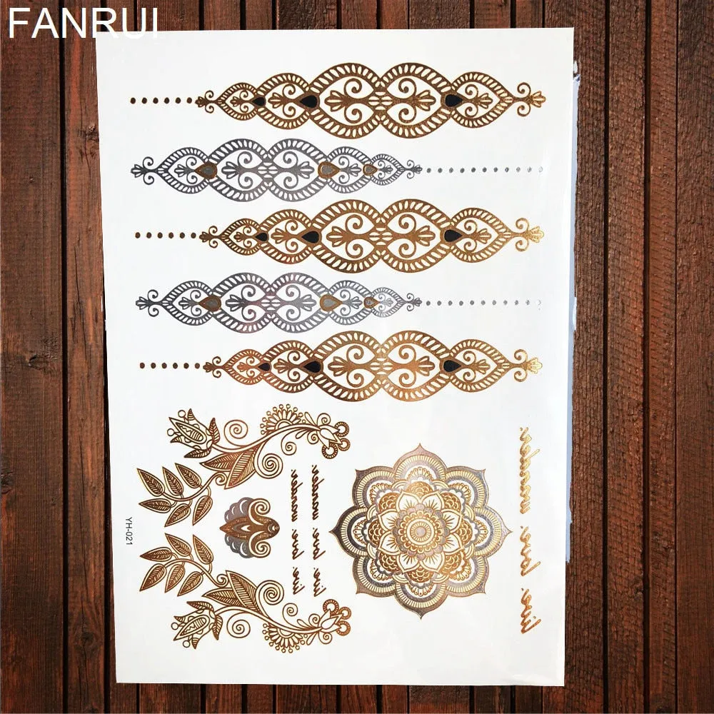 Gypsy Wanderer Gold & Silver Metallic Temporary Tattoos Live Love Wander Lotus Flowers Elephant Armbands Butterflies Feathers Hamsa Isis Ankh Arrows Dreamcatcher Sea Turtle So Many Designs To Choose From Flash Tattoos