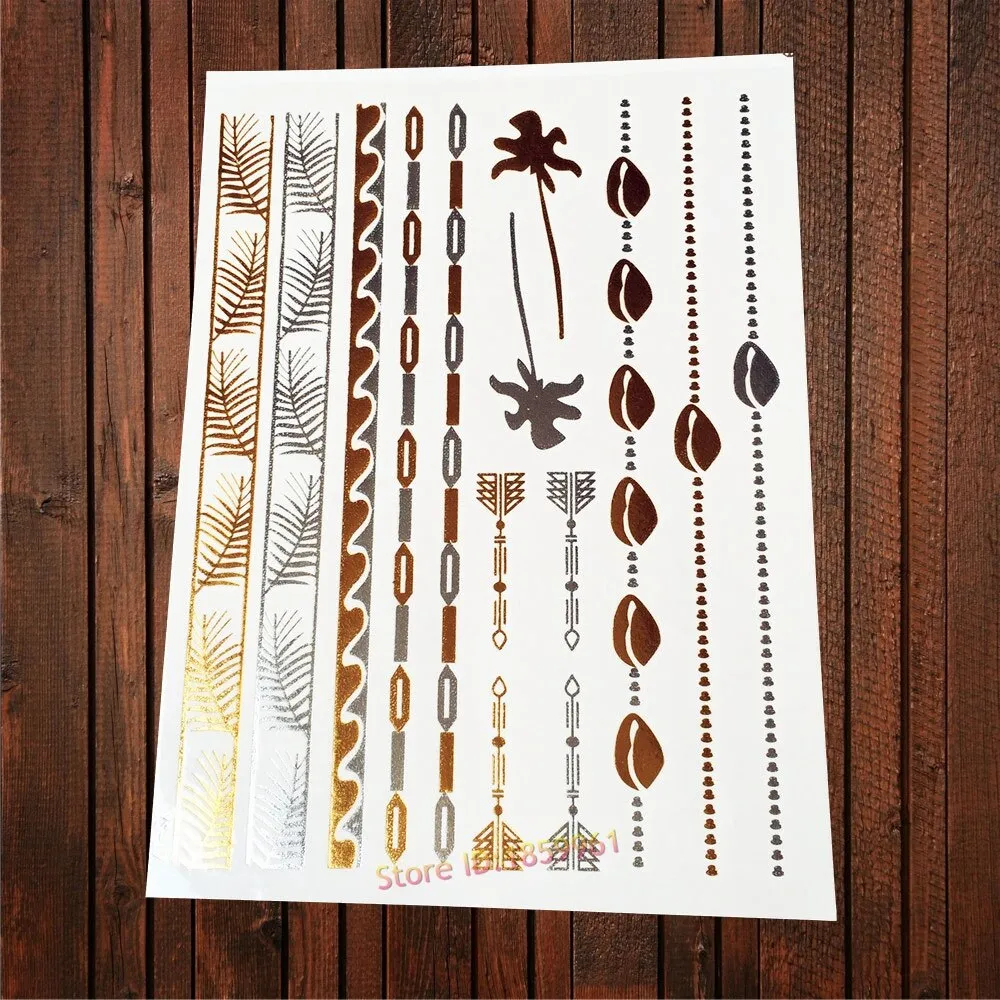 Gypsy Wanderer Gold & Silver Metallic Temporary Tattoos Live Love Wander Lotus Flowers Elephant Armbands Butterflies Feathers Hamsa Isis Ankh Arrows Dreamcatcher Sea Turtle So Many Designs To Choose From Flash Tattoos