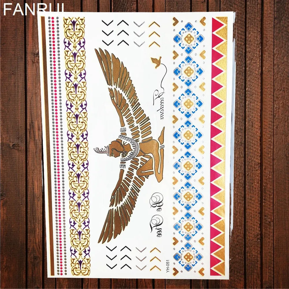 Gypsy Wanderer Gold & Silver Metallic Temporary Tattoos Live Love Wander Lotus Flowers Elephant Armbands Butterflies Feathers Hamsa Isis Ankh Arrows Dreamcatcher Sea Turtle So Many Designs To Choose From Flash Tattoos
