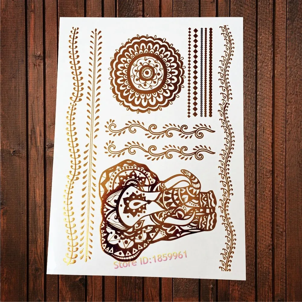 Gypsy Wanderer Gold & Silver Metallic Temporary Tattoos Live Love Wander Lotus Flowers Elephant Armbands Butterflies Feathers Hamsa Isis Ankh Arrows Dreamcatcher Sea Turtle So Many Designs To Choose From Flash Tattoos
