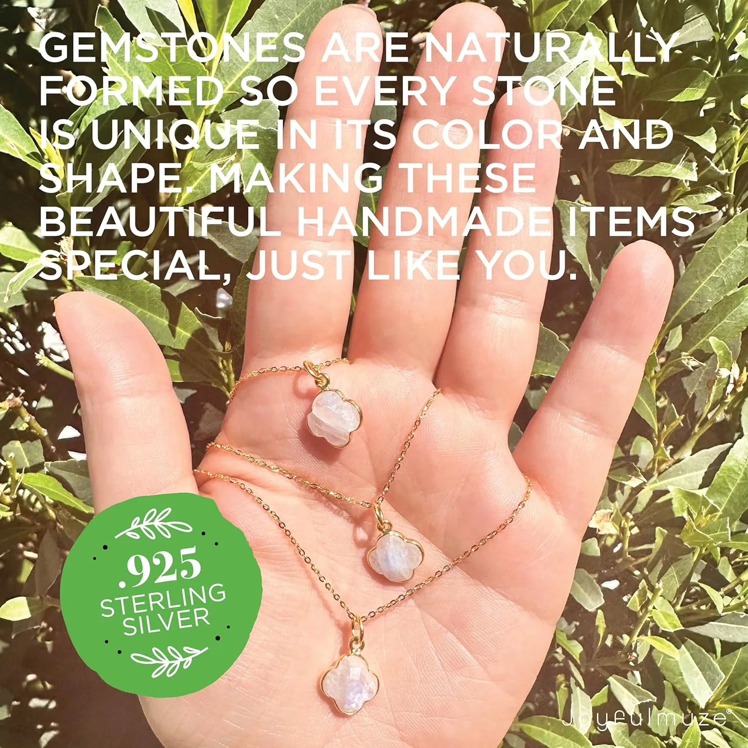 Handcrafted Genuine Moonstone Necklace, Bohemian Luck, and Spiritual Protection Stone, Perfect Gift for June Birthdays, Sterling Silver 18 inches long (Moonstone-Rainbow-White Gold)