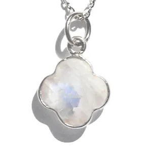 Handcrafted Genuine Moonstone Necklace, Bohemian Luck, and Spiritual Protection Stone, Perfect Gift for June Birthdays, Sterling Silver 18 inches long (Moonstone-Rainbow-White Gold)