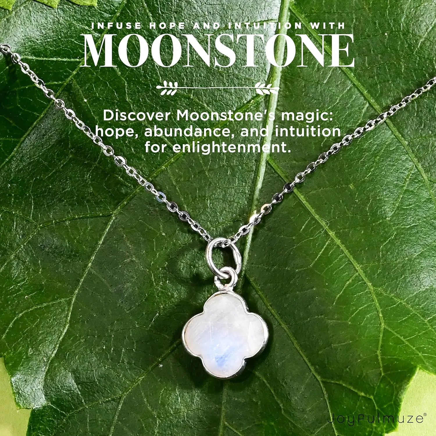Handcrafted Genuine Moonstone Necklace, Bohemian Luck, and Spiritual Protection Stone, Perfect Gift for June Birthdays, Sterling Silver 18 inches long (Moonstone-Rainbow-White Gold)