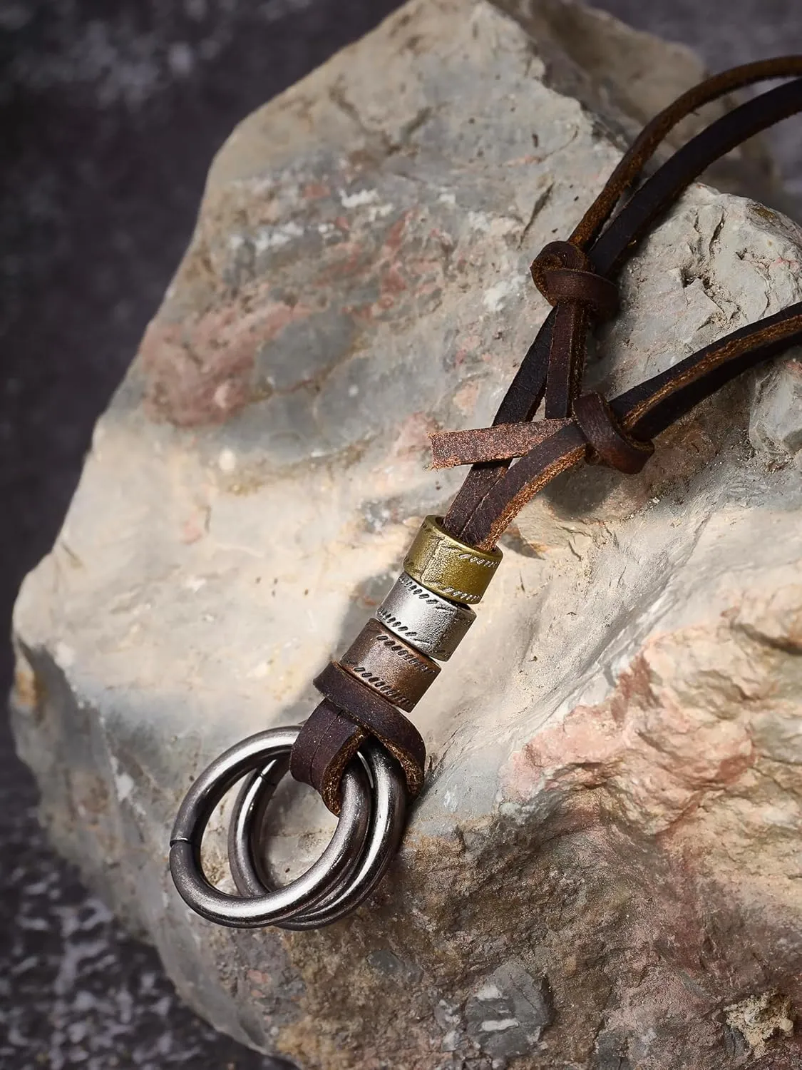 HAQUIL Boho Leather Necklace Antique Tribal Pendant, Boho Jewelry Gift for Men and Women