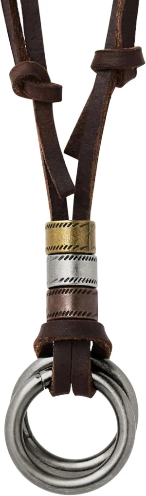 HAQUIL Boho Leather Necklace Antique Tribal Pendant, Boho Jewelry Gift for Men and Women