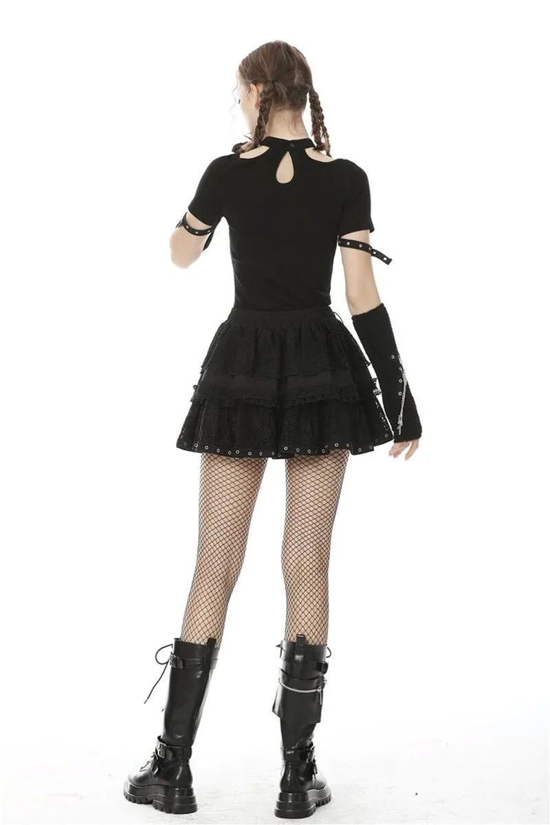 Harajuku Heart Ruffle Mini Skirt