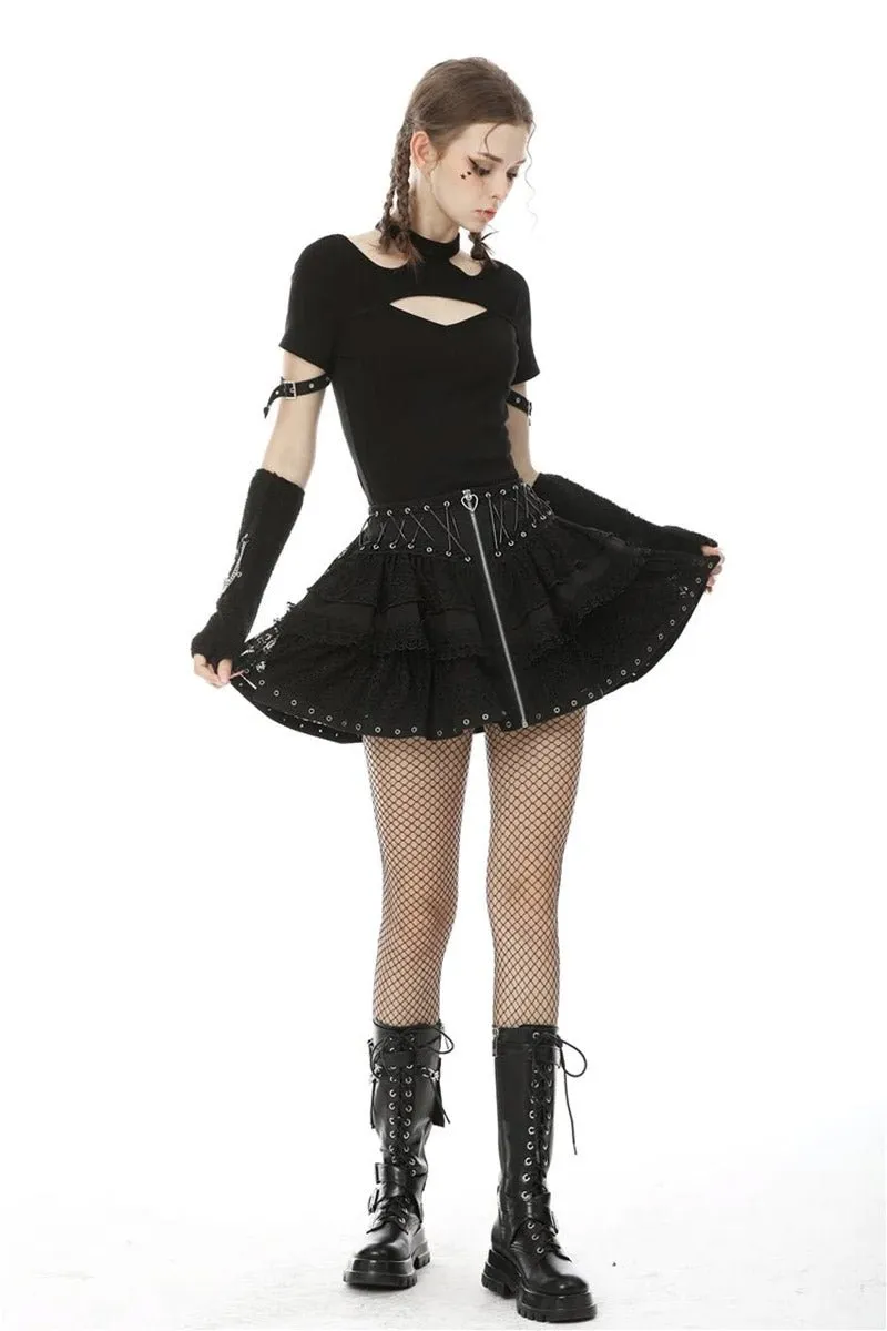 Harajuku Heart Ruffle Mini Skirt