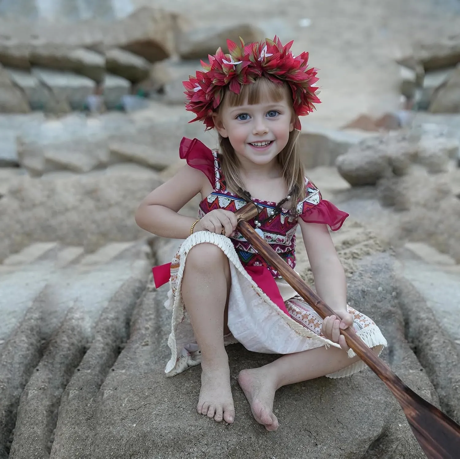 Hawaiian Flower Crown Set Princess Sing Shimmer Musical Dress Up Crown for Beach Pretend Play Dress Up,One Size