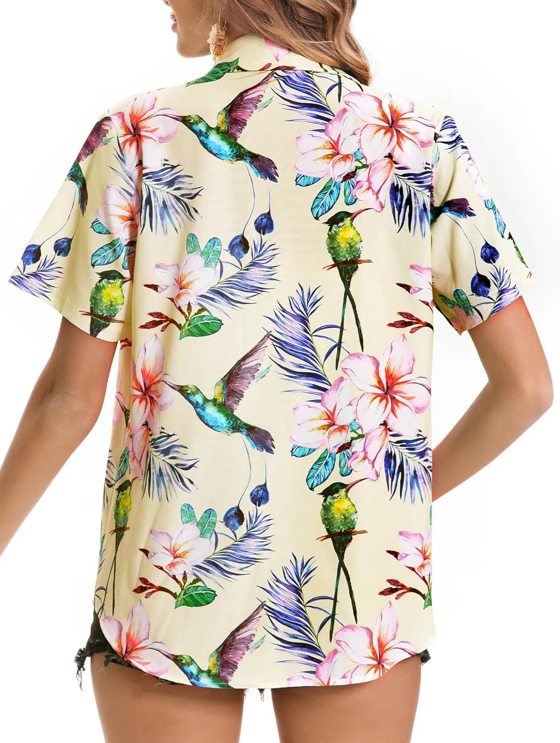 Hawaiian Shirts for Women Tropical Shirt Summer Beach Hawaii Button Down Short Sleeve Blouses Floral Tops Hawaii Outfits 2025