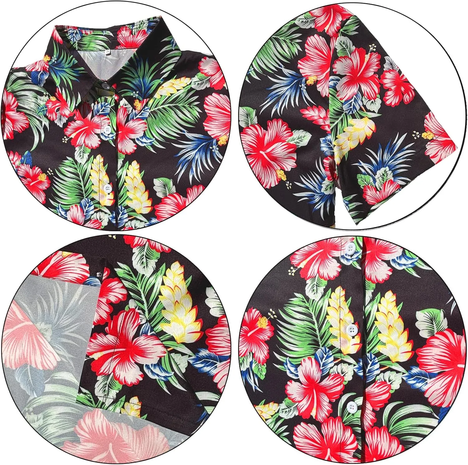 Hawaiian Shirts Women Hawaii Tshirt Cool Floral Tropic Print Graphic Tees Tops Button Up Summer Vacation Shirt
