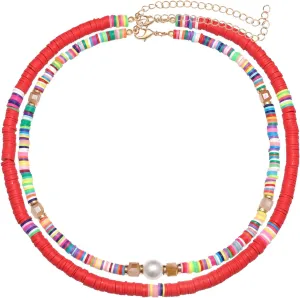 Heishi Surfer Choker Lightweight Rainbow African Vinyl Disc Beads Pearl Layered Necklace Boho Summer Beach Surf Jewelry For Women