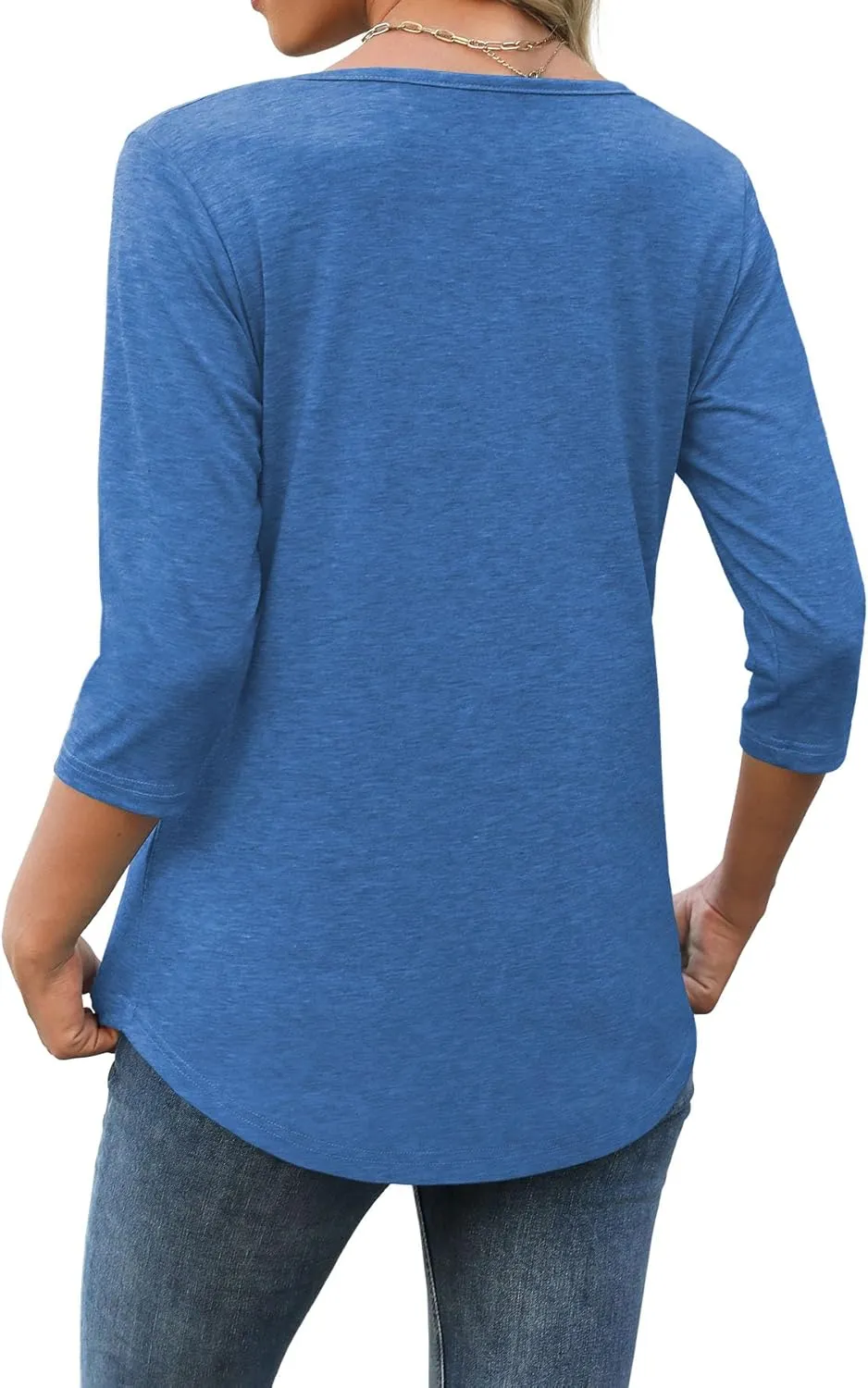 Heymiss Womens Tops 3/4 Sleeve V Neck Shirts Loose Casual Tunic Blouses Criss Cross Summer Tshirts