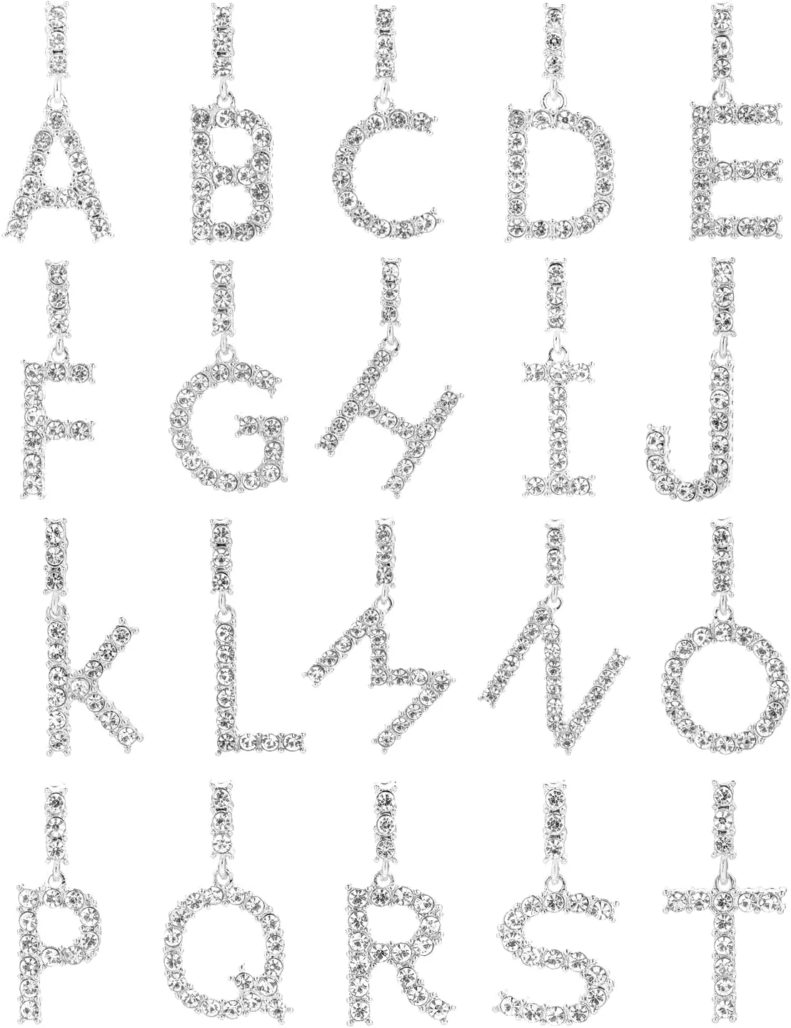 HH BLING EMPIRE Gold Silver Diamond Initial Necklaces for Women, Iced Out Initial Letter Pendants with Cz Diamond Tennis Necklace Chains, Alphabets A to Z letter necklace 18 Inch
