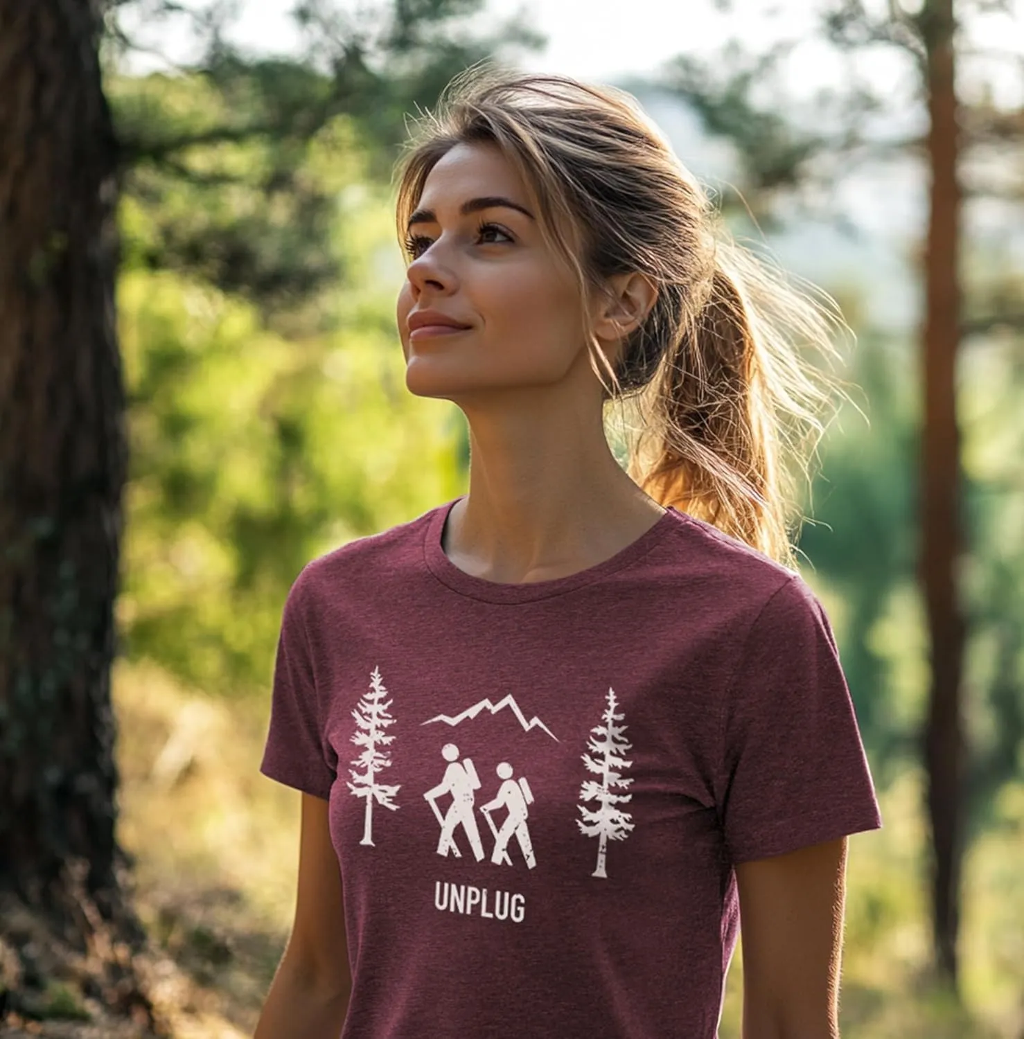 Hiking Scene Heavyweight Crewneck Sweatshirt for Men & Women Long Sleeve Shirts Camping Pullover Sweaters