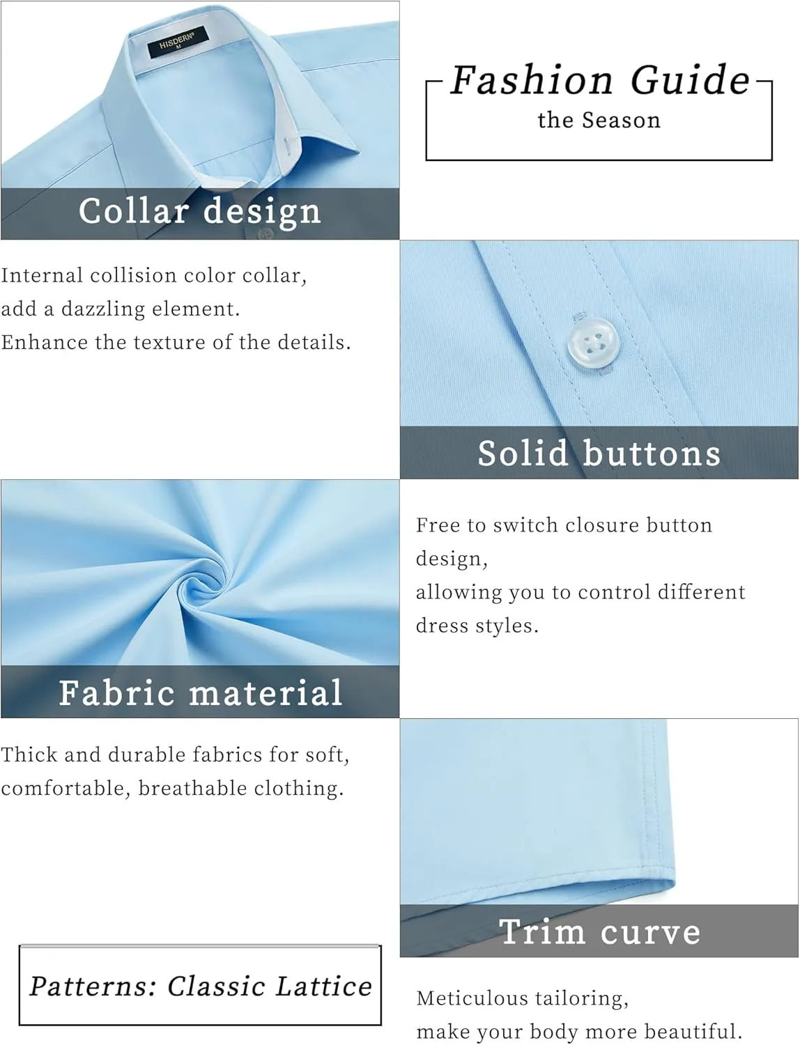 HISDERN Mens Short Sleeve Dress Shirts Business Casual Shirts for Men Button Down Shirt Formal Summer with Pocket
