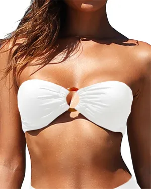 Holipick Bandeau Bikini Top for Women Strapless Swimsuit Tops Only Bathing Suit Tops with Shoulder Straps