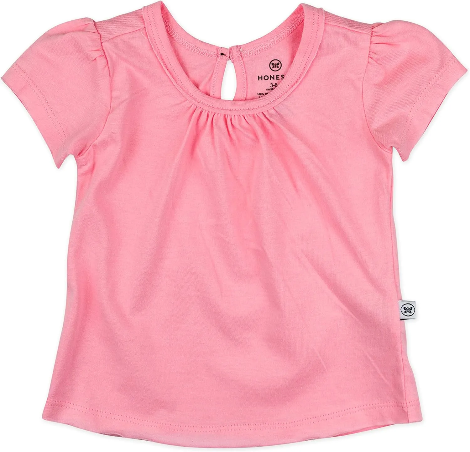 HonestBaby Baby, Toddler, and Little Girls' 100% Organic Cotton Puff Sleeve T-Shirts (10 Pack)