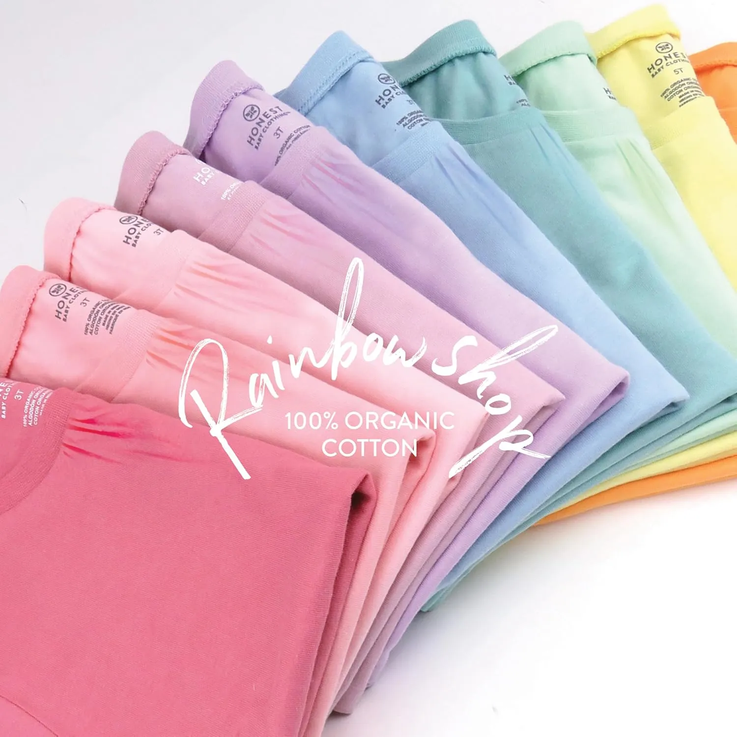 HonestBaby Baby, Toddler, and Little Girls' 100% Organic Cotton Puff Sleeve T-Shirts (10 Pack)