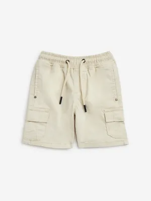HOP Kids Beige Cargo-Style Mid-Rise Shorts