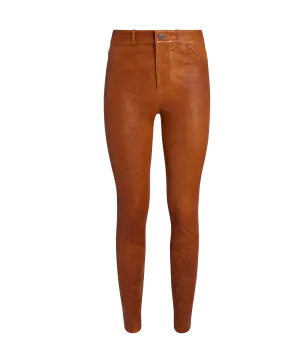 Hoxton Leather Pants in Dark Argan