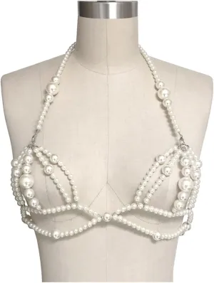 Imitation Pearls Necklace Bra Body Jewelry Chains Top Pearls Sexy Accessories Jewelry