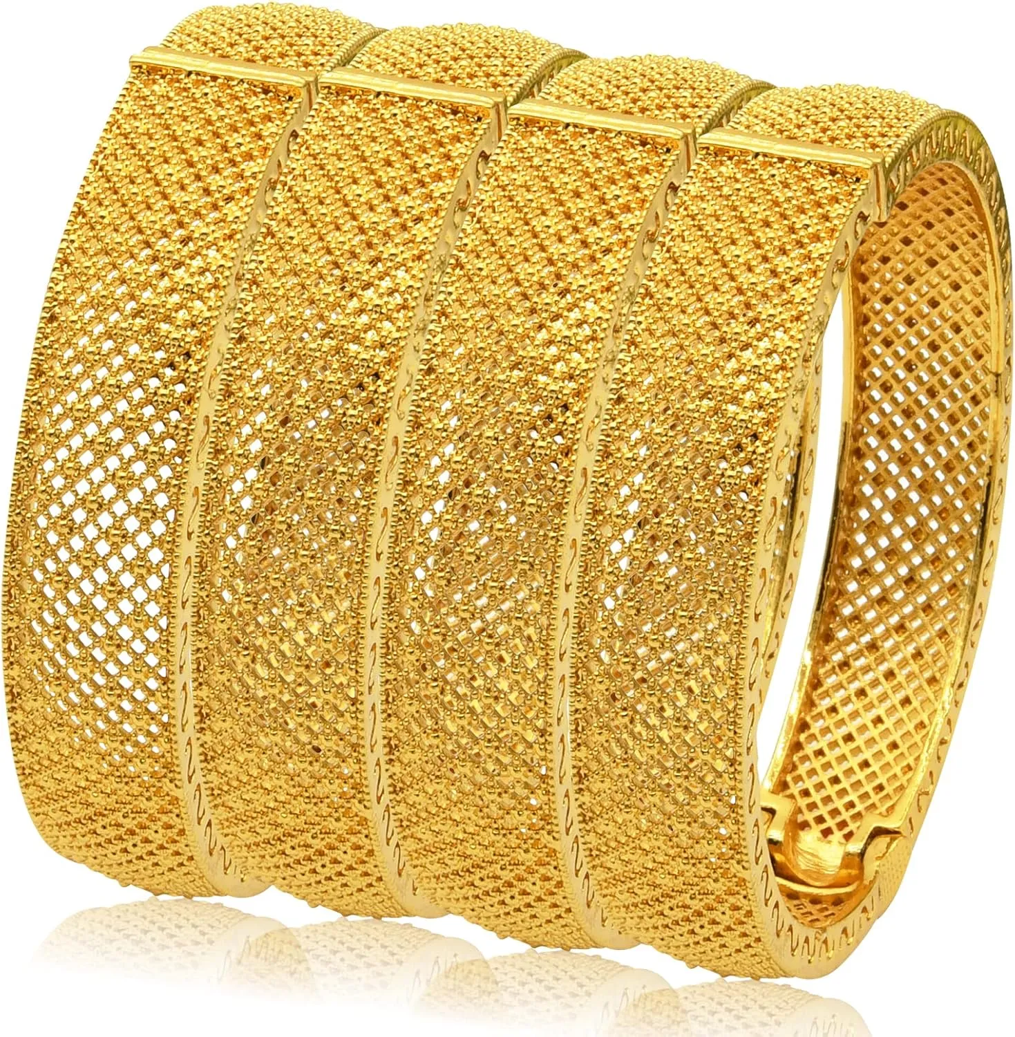 Indian Bollywood Ladies Gold Bangles Dubai Exotic 24K Gold Plated Bridal Wedding Prom Jewelry