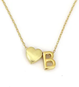 Initial Heart Necklace, Handmade Dainty Letter Heart Necklace, 14K Gold Plated Sterling Silver Tiny Heart Letter Necklace, Personalized Necklace, Monogram Necklace for Women, Gift for Her
