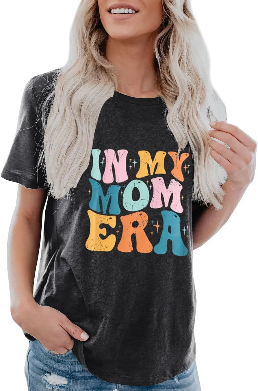 IRISGOD Womens Mom Shirt Summer Funny Short Sleeve Mommy Graphic Tees T-Shirts