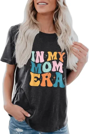IRISGOD Womens Mom Shirt Summer Funny Short Sleeve Mommy Graphic Tees T-Shirts