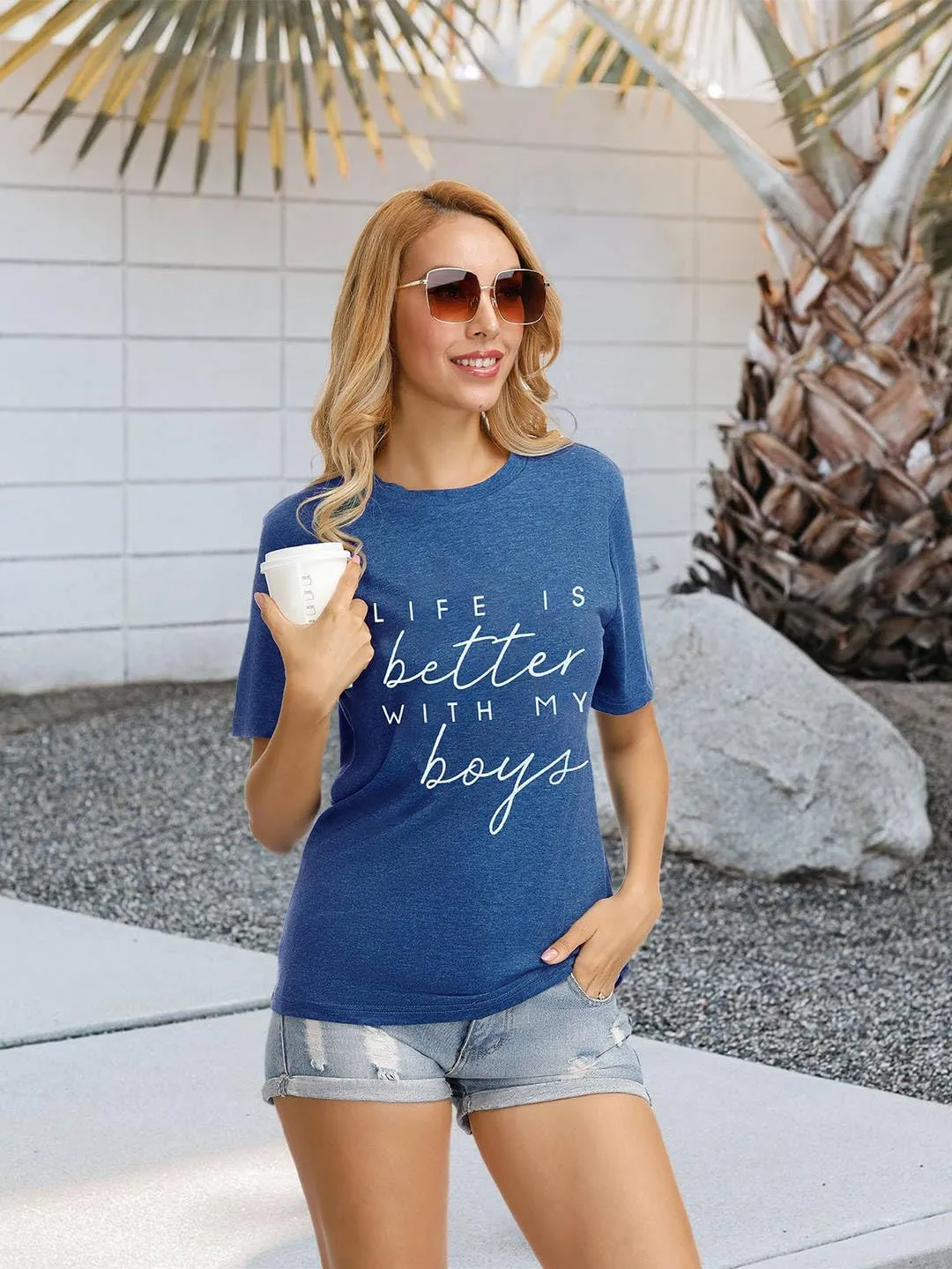 IRISGOD Womens Mom Shirt Summer Funny Short Sleeve Mommy Graphic Tees T-Shirts