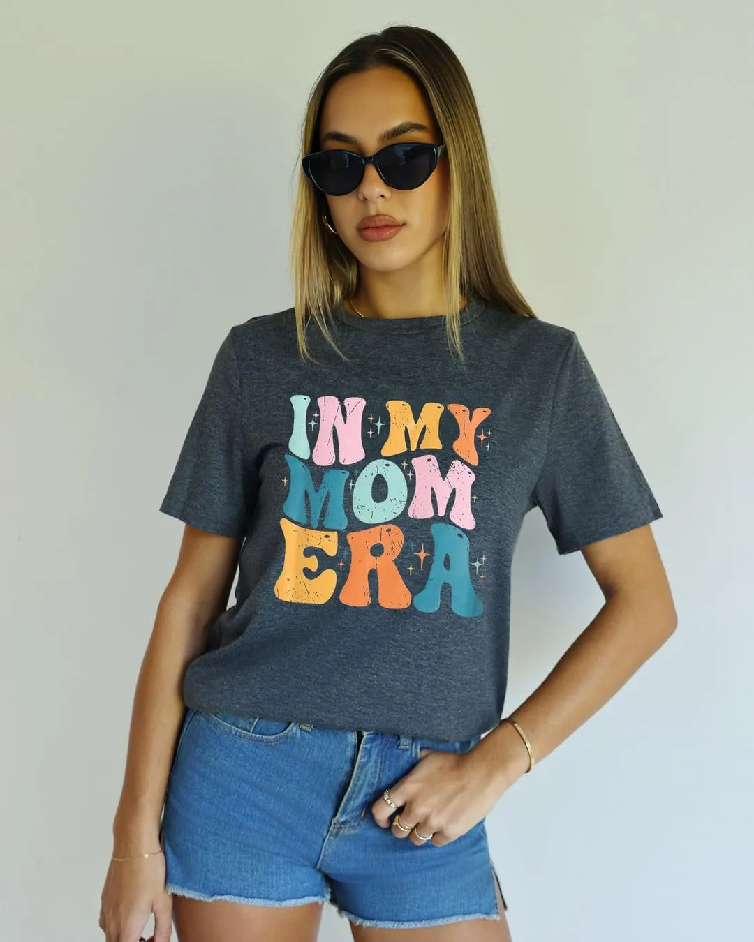 IRISGOD Womens Mom Shirt Summer Funny Short Sleeve Mommy Graphic Tees T-Shirts