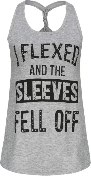 IRISGOD Womens Workout Tank Tops Summer Graphic Twisted Back Sleeveless Tops Athletic Gym Shirts