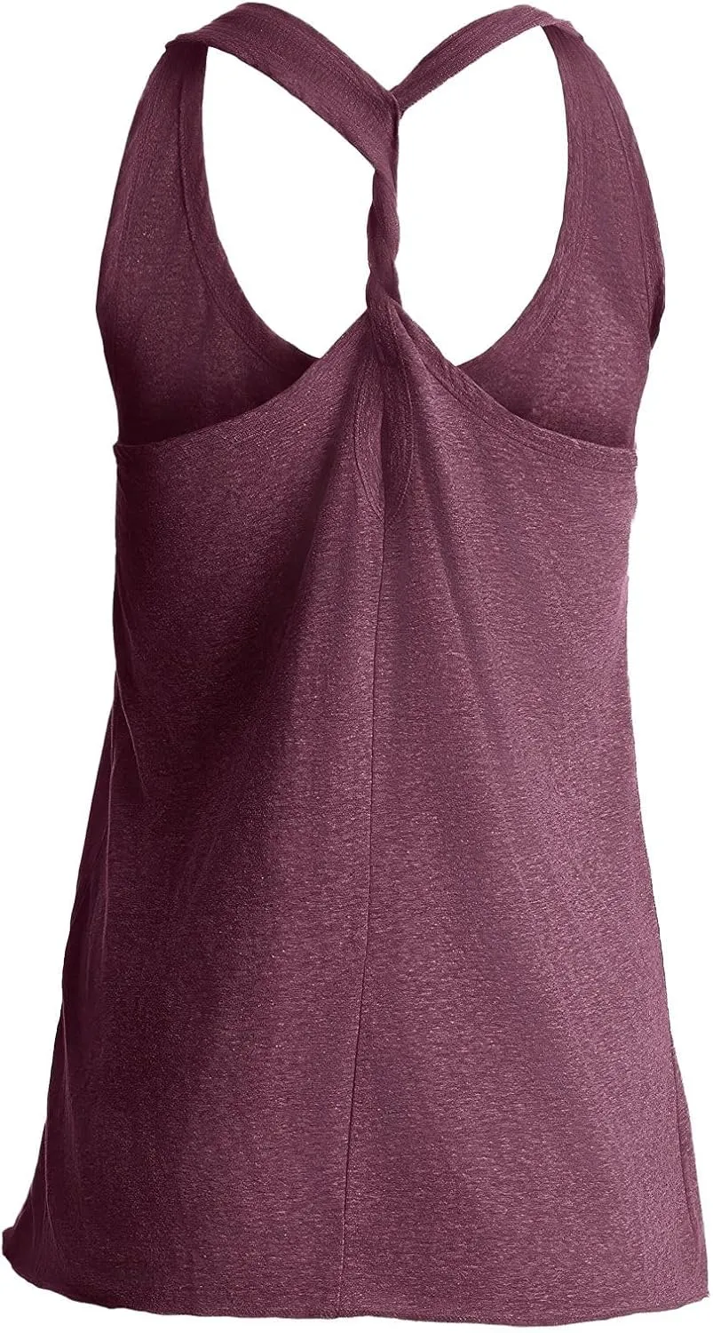 IRISGOD Womens Workout Tank Tops Summer Graphic Twisted Back Sleeveless Tops Athletic Gym Shirts