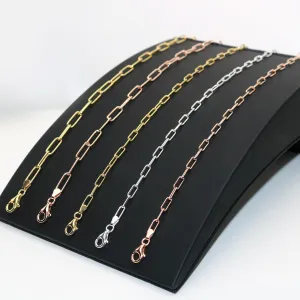 Italian 925 Sterling Silver Paperclip Chain Necklace - for Men & Women - Available in Silver, Yellow or Rose Plated Sterling Silver - in 3.5mm or 5mm Widths - Versatile Lengths: 16in, 18in, 20in, 24in, 32in