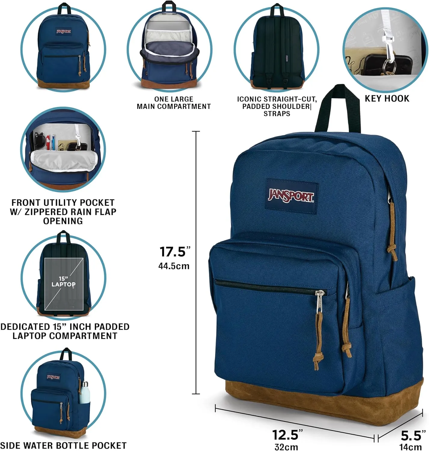 JanSport Right Pack Backpack - Durable Daypack with Padded 15" Laptop Sleeve, Spacious Main Compartment & Integrated Water Bottle Pocket - Floral Tone