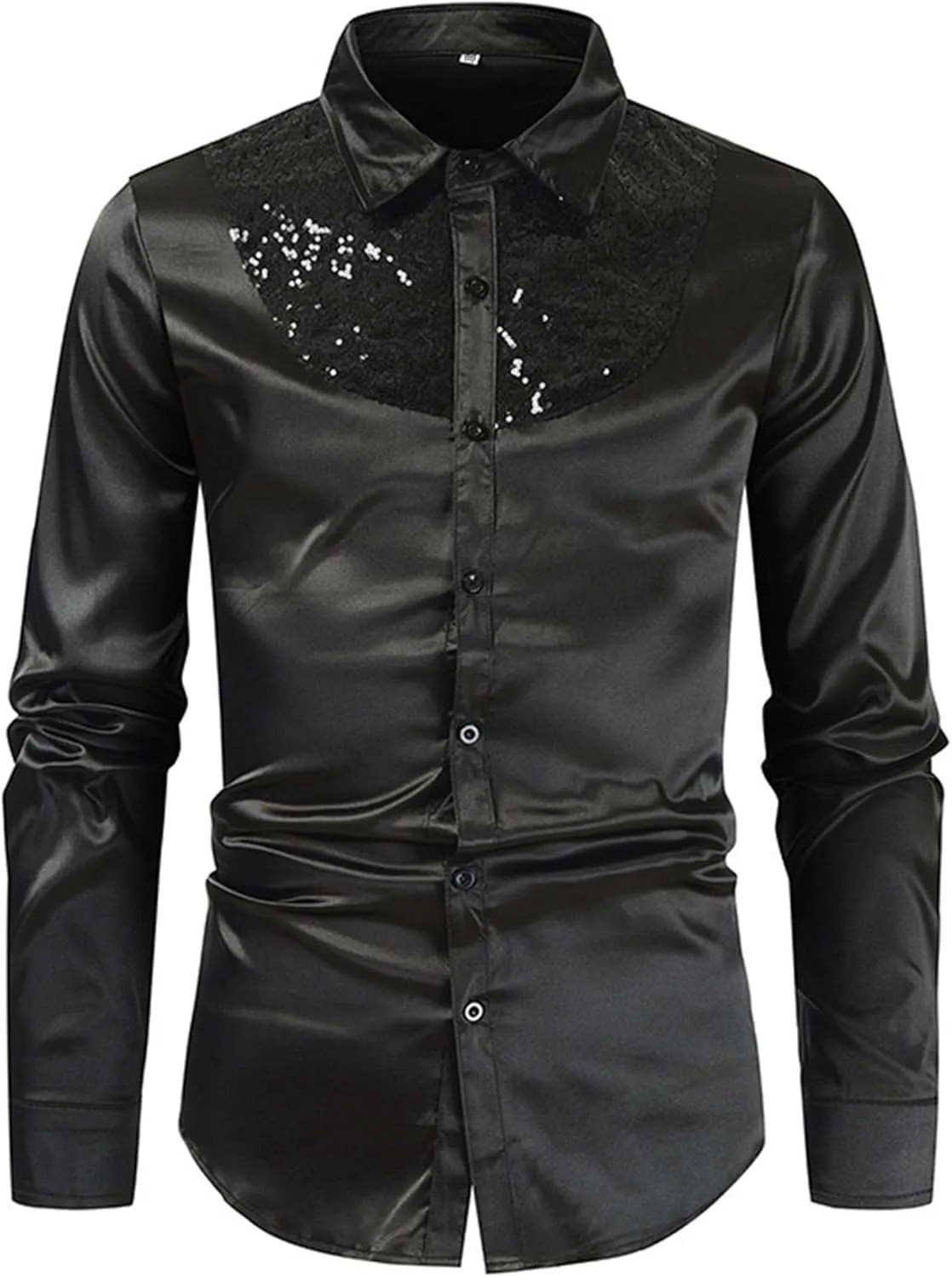 JEShifangjiusu Men's Long Sleeve Button Up Shirts Solid Slim Fit Casual Business Formal Dress Shirt Perform Stretch Shirts