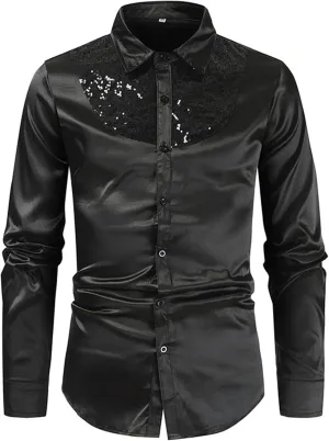 JEShifangjiusu Men's Long Sleeve Button Up Shirts Solid Slim Fit Casual Business Formal Dress Shirt Perform Stretch Shirts