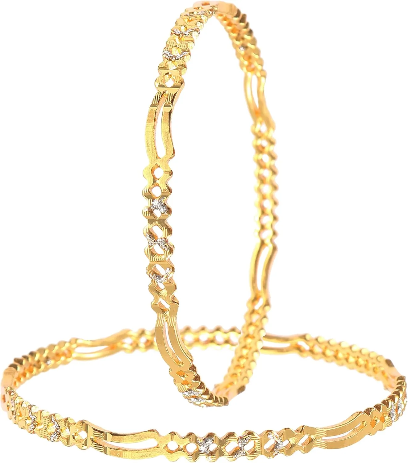 JewarHaat Indian Gold Bangles 2 Piece Kada Gold Plated Daily Use Handmade Meena Work Fashion Jewelry for Women