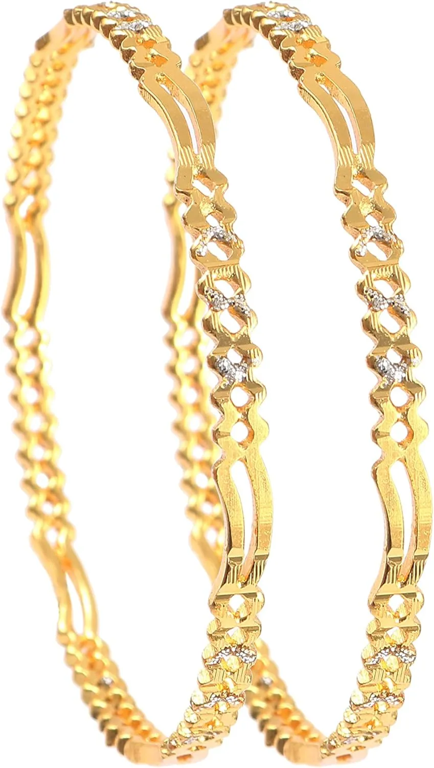 JewarHaat Indian Gold Bangles 2 Piece Kada Gold Plated Daily Use Handmade Meena Work Fashion Jewelry for Women