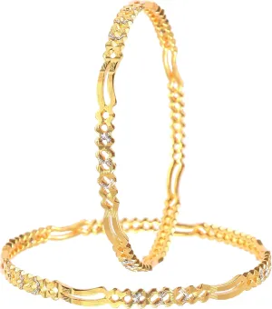 JewarHaat Indian Gold Bangles 2 Piece Kada Gold Plated Daily Use Handmade Meena Work Fashion Jewelry for Women