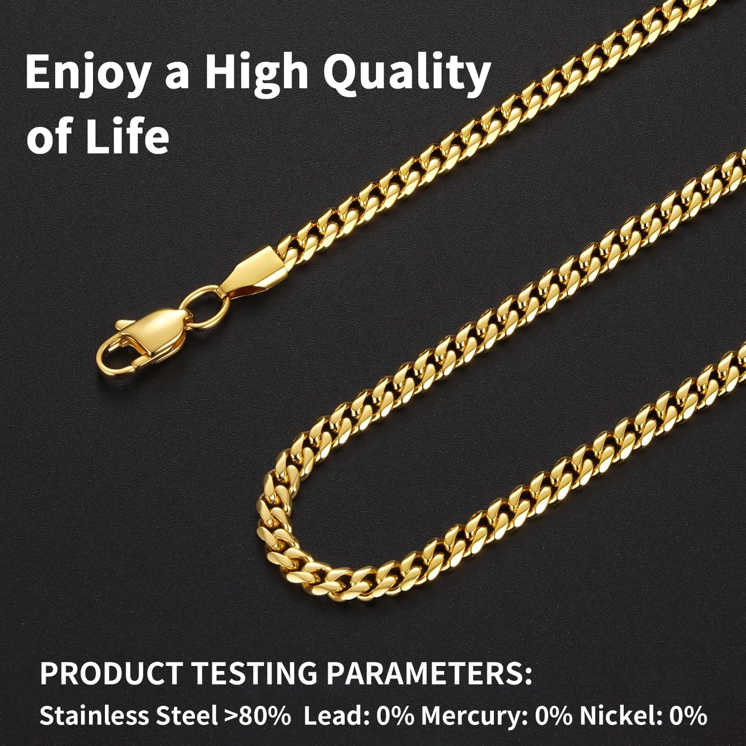 Jewlpire 5mm Silver Chain Gold Chains for Men Women, 14K Plated Mens Necklace Chains Stainless Steel Cuban Link Chain Necklace for Men, Mens Chain 16 18 20 22 24 26 Inch