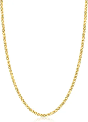 Jewlpire Italian Silver Wheat Chain/14k Gold Chain Necklace for Men, 2.5mm 3mm Chains for Men, Stainless Steel Necklace Chains for Men and Women, Mens Chain Necklace 16 18 20 22 24 26 Inch