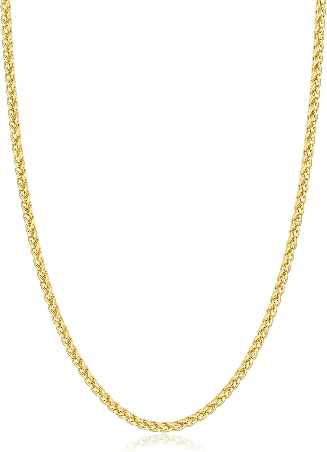 Jewlpire Italian Silver Wheat Chain/14k Gold Chain Necklace for Men, 2.5mm 3mm Chains for Men, Stainless Steel Necklace Chains for Men and Women, Mens Chain Necklace 16 18 20 22 24 26 Inch