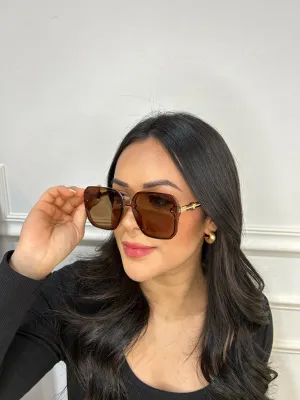 Joaquina - Brown Oversized Square Sunglasses