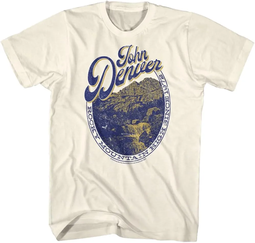 John Denver T Shirt Rocky Mountain High Adult Natural Short Sleeve 70s Music Vintage Style Graphic Tees