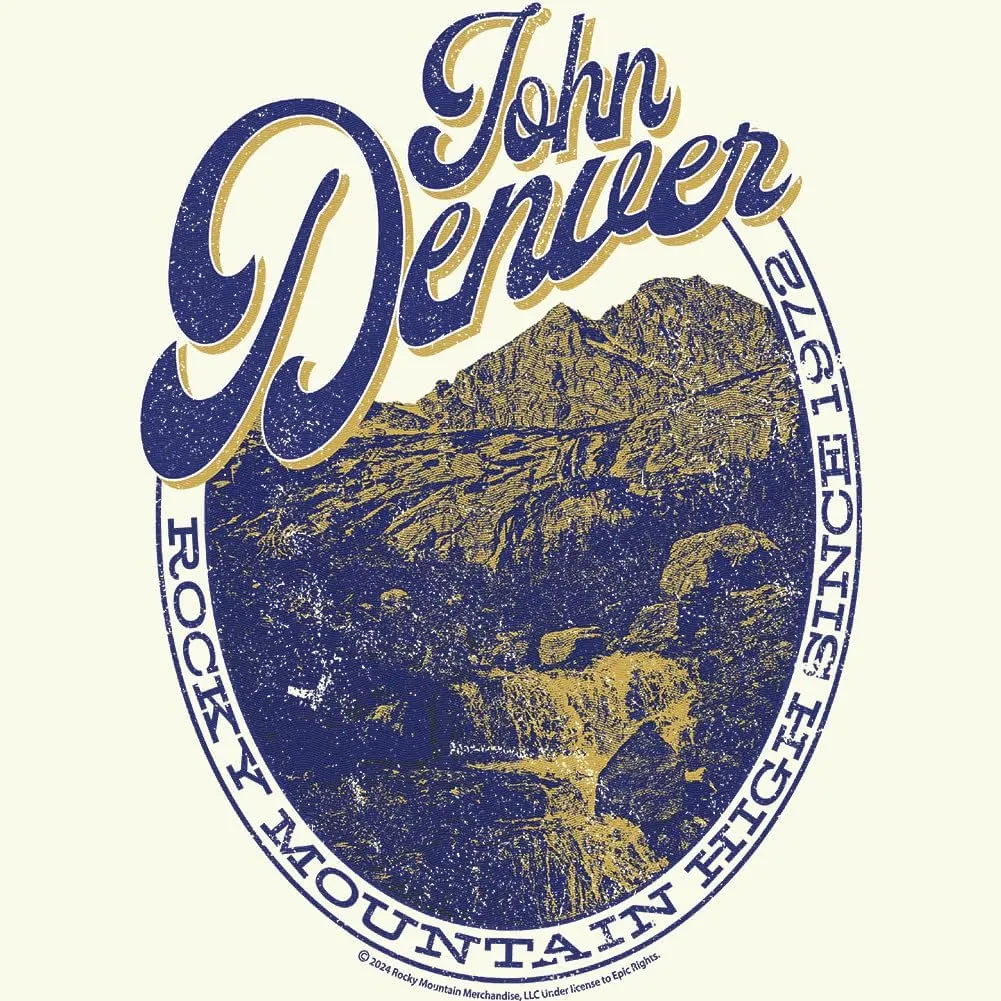 John Denver T Shirt Rocky Mountain High Adult Natural Short Sleeve 70s Music Vintage Style Graphic Tees