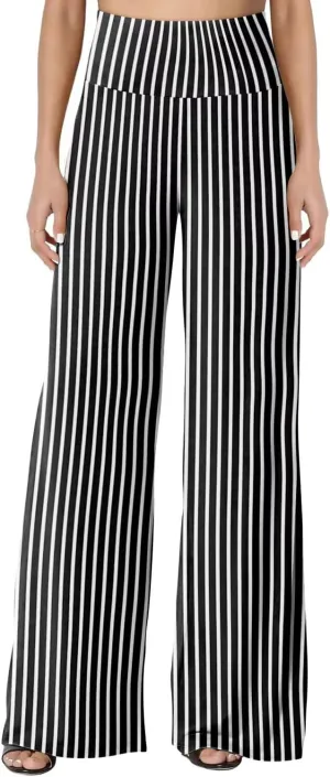 JZC Women's Palazzo Lounge Pants Stretchy Wide Leg Casual Pants Comfy High Waist Flowy Pants S-3XL