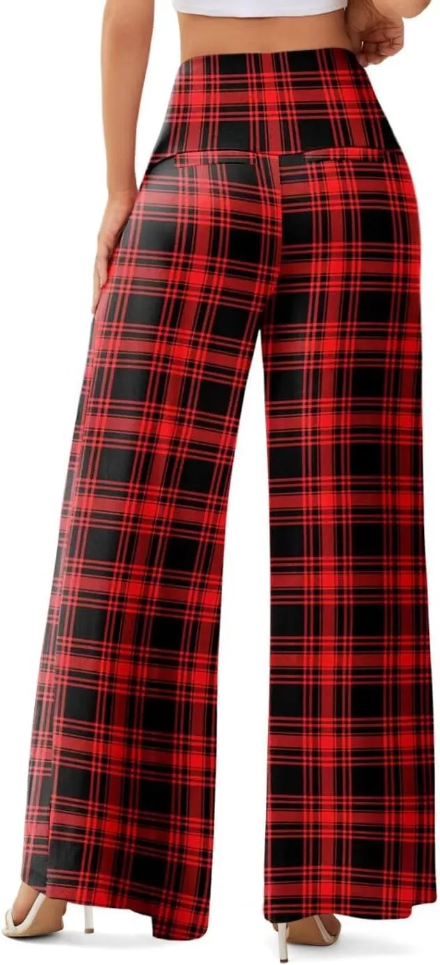 JZC Women's Palazzo Lounge Pants Stretchy Wide Leg Casual Pants Comfy High Waist Flowy Pants S-3XL