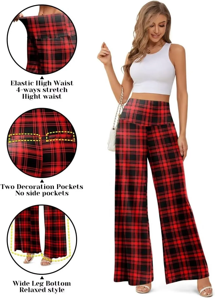 JZC Women's Palazzo Lounge Pants Stretchy Wide Leg Casual Pants Comfy High Waist Flowy Pants S-3XL